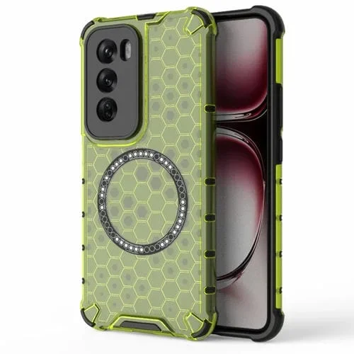 Funda para Teléfono con Anillo Magnético a Prueba de Golpes con Diseño de Panal de Abeja para Oppo Reno12 Pro (Verde)