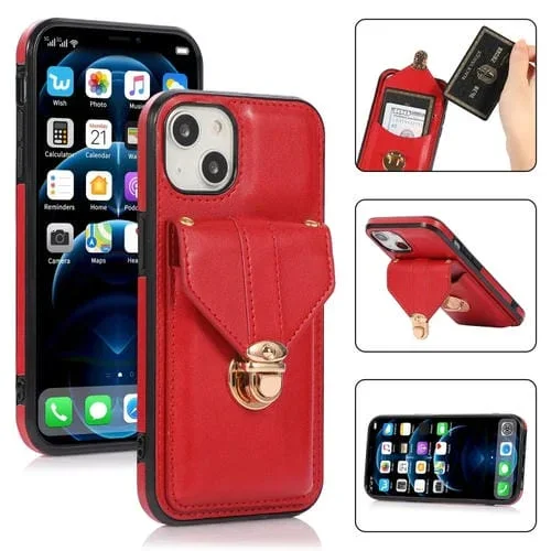 Funda para Teléfono con Cordón para Ranura para Tarjeta iPhone 14 (Rojo)