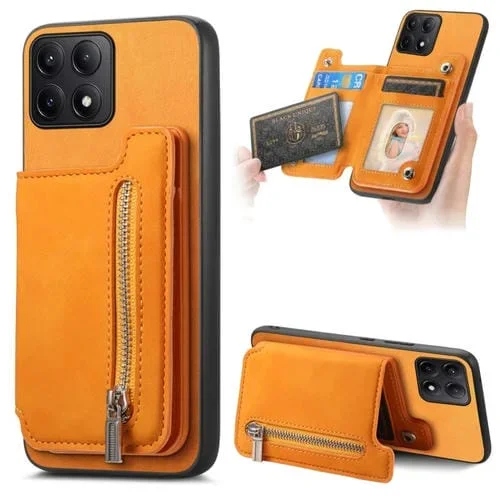 Funda para Teléfono con Cremallera Magsafe Retro para Redmi K70E/Poco X6 Pro 5G (Amarilla)