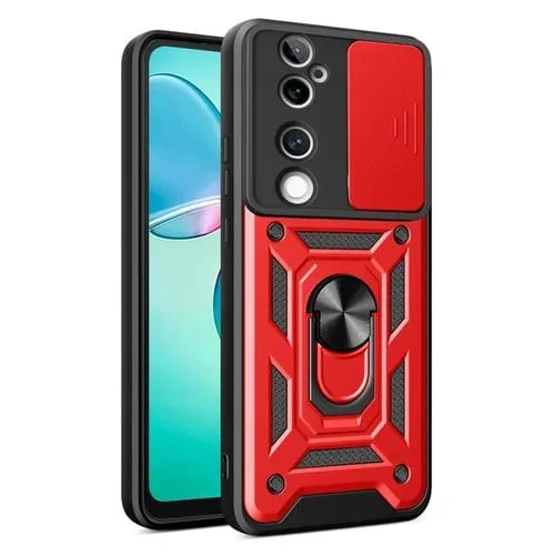 Funda para Teléfono con Diseño de Cubierta Deslizante para Cámara para Vivo V40/V40 Pro/S19 Pro de TPU+PC (Roja)