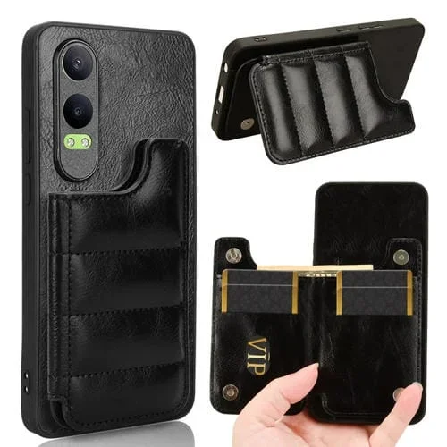 Funda para Teléfono con Diseño de Vaca y Tarjeta de Costura para Oppo K12X (Negra)