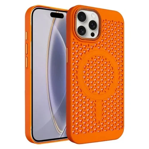 Funda para Teléfono con Imán Magsafe Ice Feeling Cooling para iPhone 16 Pro Max (Naranja)