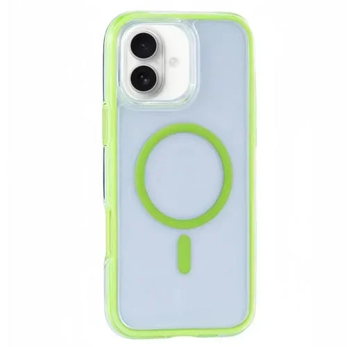 Funda para Teléfono con Imán Magsafe iPhone 16 Plus Serie Y2 Transparente (Verde Fluorescente)