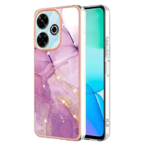 Funda para Teléfono con Imd de Doble Cara con Galvanoplastia de Mármol para Redmi 13 4G (Púrpura 001)