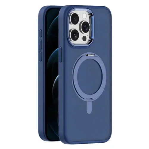 Funda para Teléfono con Soporte Giratorio Magnético Magsafe para iPhone 12 Pro Max (Azul Oscuro)