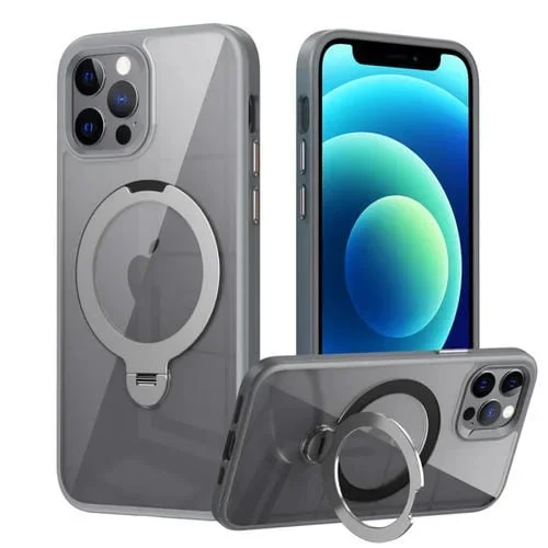 Funda para Teléfono con Soporte Magnético Giratorio Magsafe para iPhone 12/12 Pro (Gris)