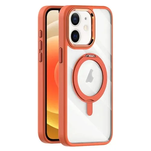 Funda para Teléfono con Soporte Magnético Giratorio Magsafe para iPhone 12 (Naranja)