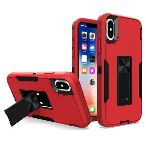 Funda para Teléfono con Soporte Magnético para iPhone Xs Max (Rojo + Negro)