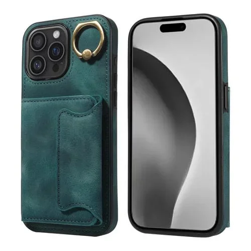 Funda para Teléfono con Tarjetero y Hebilla de Anilla para iPhone 16 Pro Max (Verde)