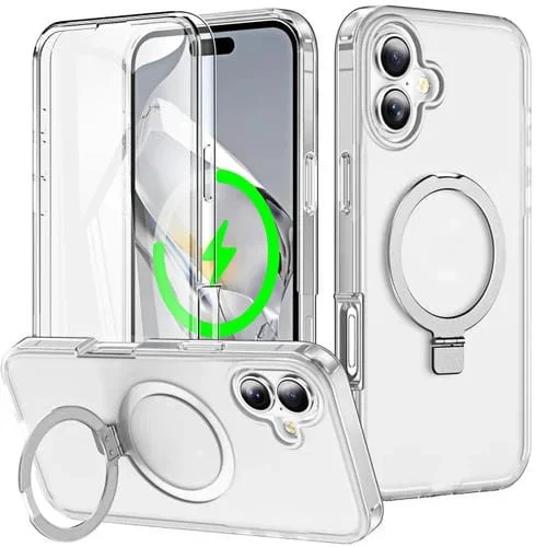Funda para Teléfono Cuerpo Completo con Soporte Magsafe 360 para iPhone 16 (Transparente)