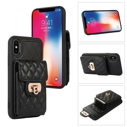 Funda para Teléfono de Cuero con Ranura para Tarjeta iPhone Xs / X (Negro)