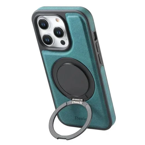 Funda para Teléfono Denior A14 Soporte Giratorio Magsafe Tacto de Piel para iPhone 16 Pro Max (Azul)