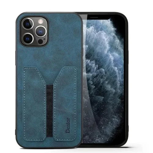 Funda para Teléfono Denior iPhone 12 Pro Ranura para Tarjeta Elástica PU + TPU (Azul)