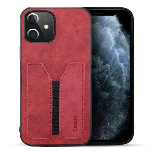 Funda para Teléfono Denior iPhone 12 Ranura para Tarjeta Elástica PU + TPU (Rojo)