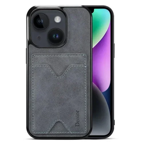 Funda para Teléfono Denior iPhone 15 Plus Pu Contraportada Ranura para Tarjeta (Gris)
