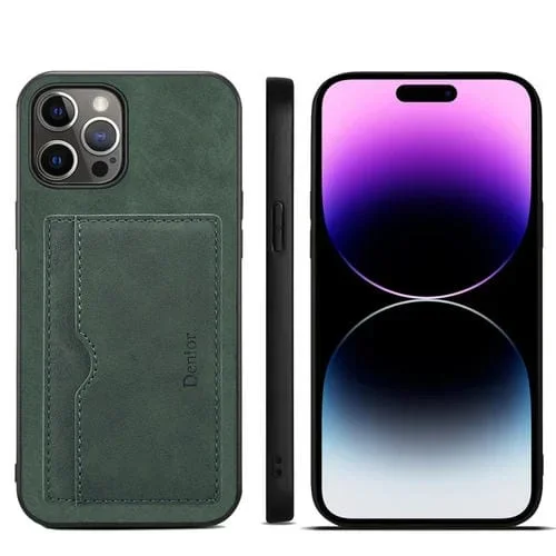Funda para Teléfono Denior iPhone 15 Pro Max con Ranura para Tarjeta (Verde)