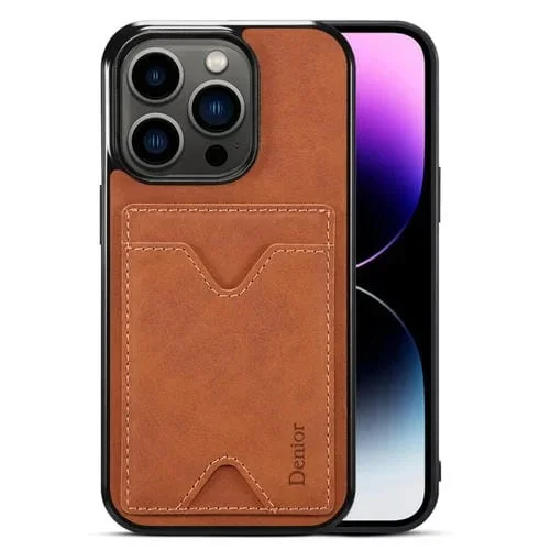 Funda para Teléfono Denior iPhone 15 Pro Max Pu Contraportada Ranura para Tarjeta (Marrón)