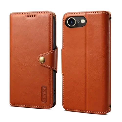 Funda para Teléfono Denior iPhone Se 2022/Se 2020/6/7/8 Cuero Textura Piel de Vaca Estilo Billetera (Marrón)