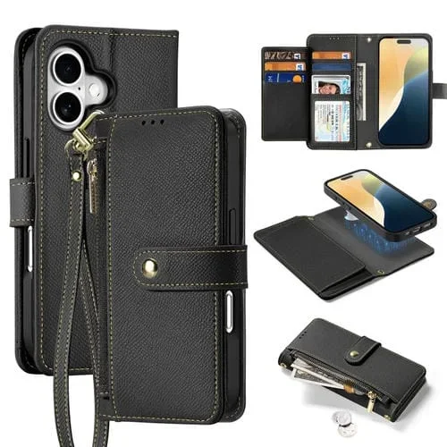 Funda para Teléfono Dux Ducis Serie Lawa con Cremallera y Cordón para iPhone 16 Plus (Negro)