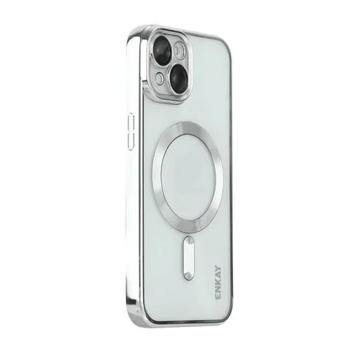 Funda para Teléfono Enkay Hat-Prince iPhone 15 Magsafe Electroplated TPU Clear a Prueba de Golpes (Plata)