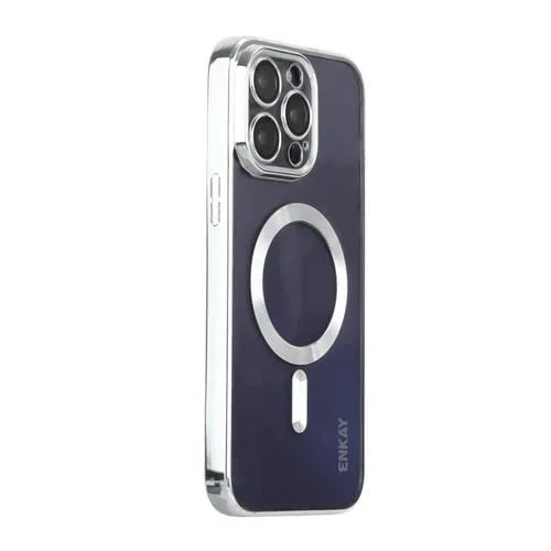 Funda para teléfono Enkay Hat-Prince iPhone 15 Pro Magsafe Electroplated TPU Clear a prueba de golpes (Plata)