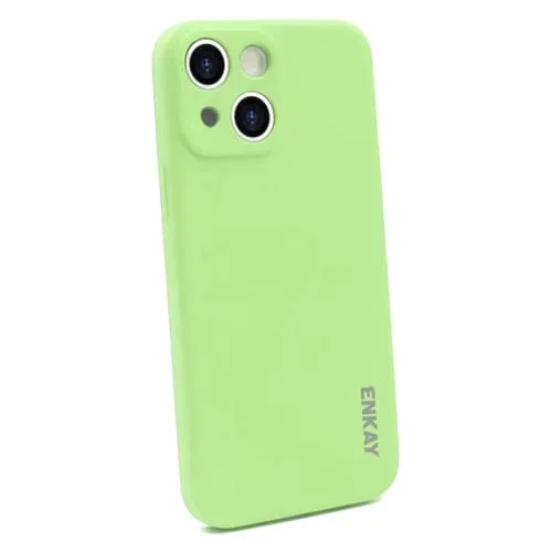 Funda para Teléfono Enkay iPhone 15 Plus Silicona Líquida a Prueba de Golpes (Verde Claro)
