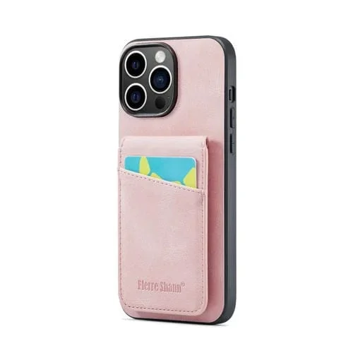 Funda para Teléfono Fierre Shann Crazy Horse iPhone 13 Pro Tarjetero Contraportada PU (Rosa)