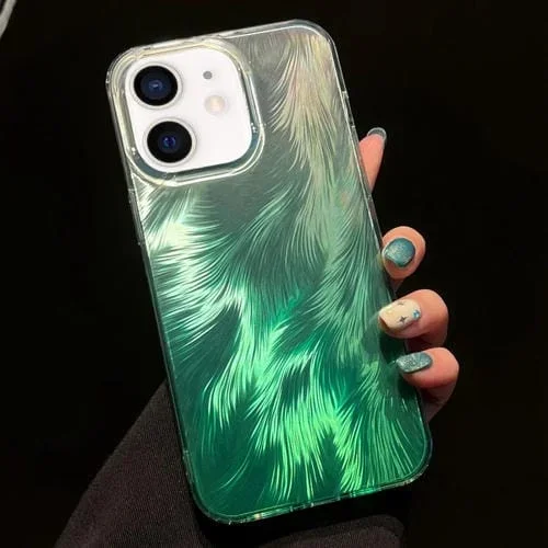 Funda para Teléfono Foxtail para iPhone 12 con Degradado Láser Bronceador (Verde)