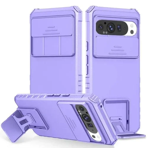 Funda para Teléfono Google Pixel 9 Pro XL con Soporte Estereoscópico Deslizante Camshield (Morado)