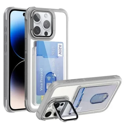 Funda para Teléfono Híbrida Acrílico TPU con Tarjetero para iPhone 14 Pro Max (Blanca)