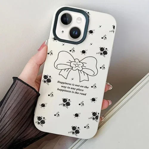 Funda para Teléfono híbrida para iPhone 14 Plus TPU con Lazo Floral PC (Blanco)