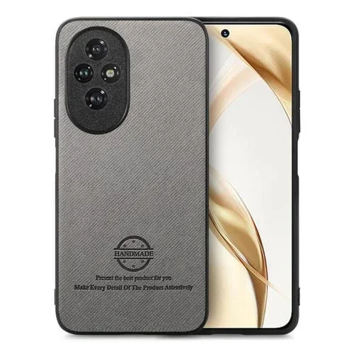 Funda para Teléfono Honor 200 con Parte Trasera de Piel y Tejido de Sarga (Gris)
