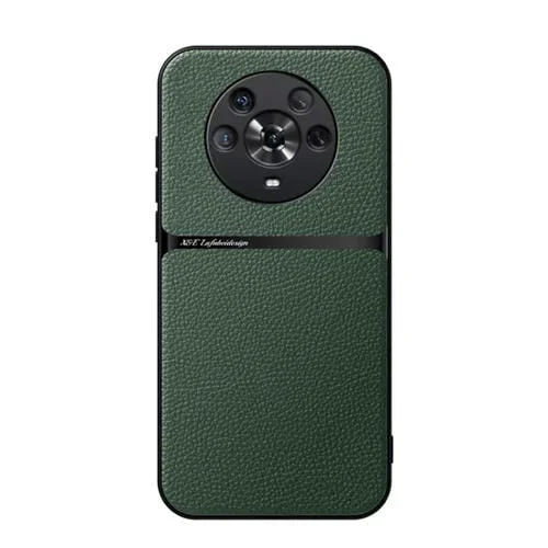 Funda para Teléfono Honor Magic4 con Tapa Magnética de Cuero Litchi y Protección Total (Verde)