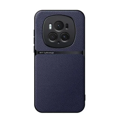 Funda para Teléfono Honor Magic6 Pro con Tapa Magnética de Cuero Litchi y Protección Total (Azul Marino)