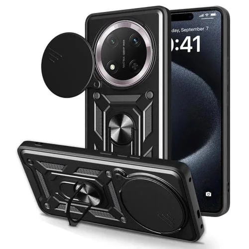Funda para Teléfono Honor X60 Pro/X9C con Cámara Deslizante TPU y PC (Negra)