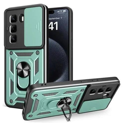 Funda para Teléfono Infinix Hot 50 Pro 4G con Cámara Deslizante TPU y PC (Verde)
