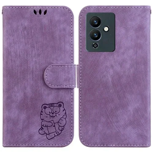 Funda para Teléfono Infinix Note 12 5G y 12 Pro 5G Cuero con Relieve Little Tiger (Púrpura)