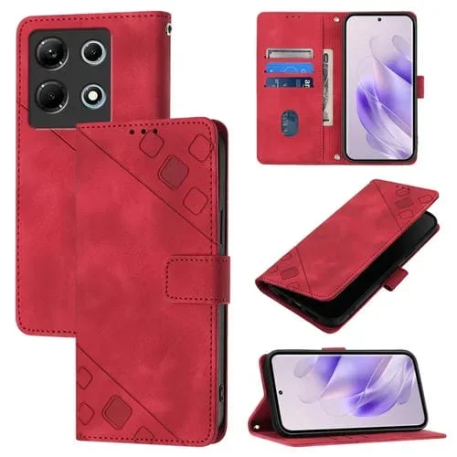 Funda para Teléfono Infinix Note 30 4G X6833B Cuero en Relieve con Sensación de Piel (Rojo)
