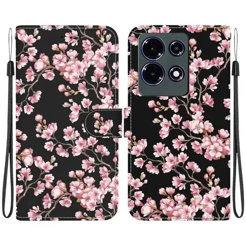 Funda para Teléfono Infinix Note 30 de Cuero con Dibujo Coloreado y Textura de Cristal (Flor de Ciruelo)