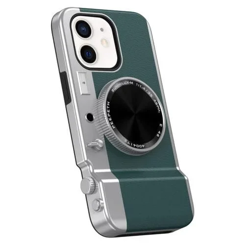Funda para Teléfono iPhone 11 con Espejo Magsafe Cámara Bluetooth Retro 3D (Verde Oscuro)