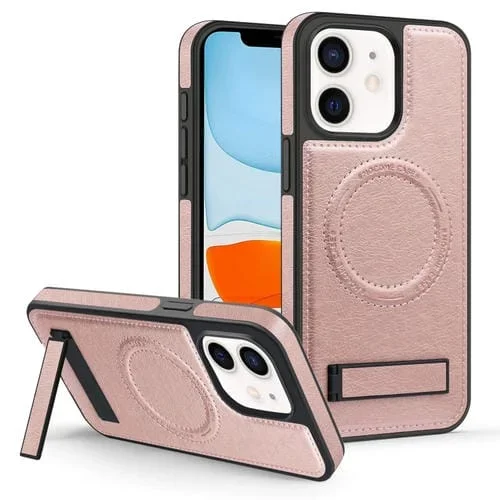 Funda para Teléfono iPhone 11 Magsafe PU con Soporte Multifunción (Oro Rosa)