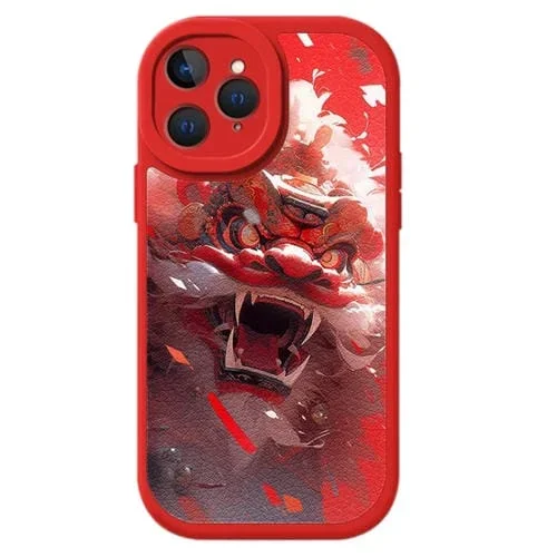 Funda para Teléfono iPhone 11 Pro Awaken Lion Textura Cuero de Cordero Cobertura Total