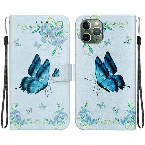 Funda para teléfono iPhone 11 Pro Cuero Dibujo Coloreado Textura Cristal (Pensamientos Azules)