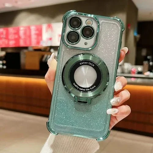 Funda para Teléfono iPhone 11 Pro Magsafe con Brillo Degradado y Soporte Invisible (Verde Pino)