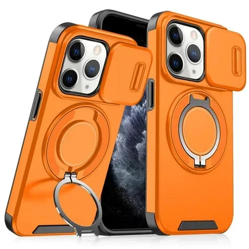 Funda para Teléfono iPhone 11 Pro Max con Soporte para Anillo de Leva Deslizante (Naranja)