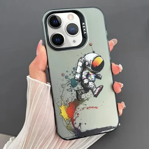 Funda para Teléfono iPhone 11 Pro Max Imd Animal Graffiti TPU + PC Doble Cara (Astronautas Paseantes)