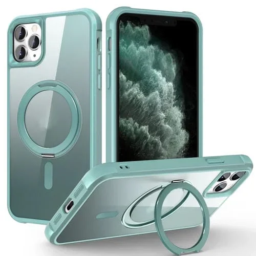 Funda para Teléfono iPhone 11 Pro Max Magsafe con Soporte Giratorio Magnético (Azul Lago)