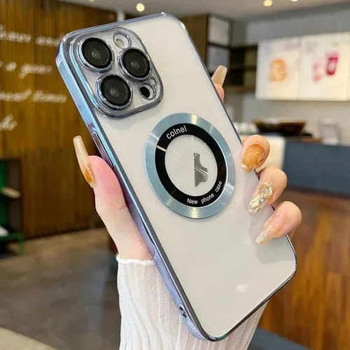 Funda para Teléfono iPhone 11 Pro Max Magsafe PC Galvanizada Transparente (Azul)