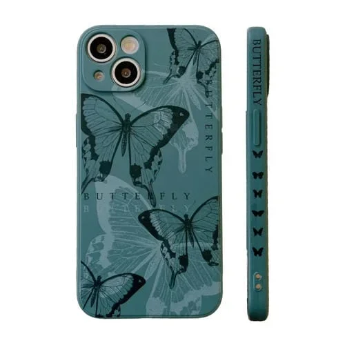 Funda para teléfono iPhone 11 Pro Max Side Pattern Magic TPU (Mariposas Verdes)
