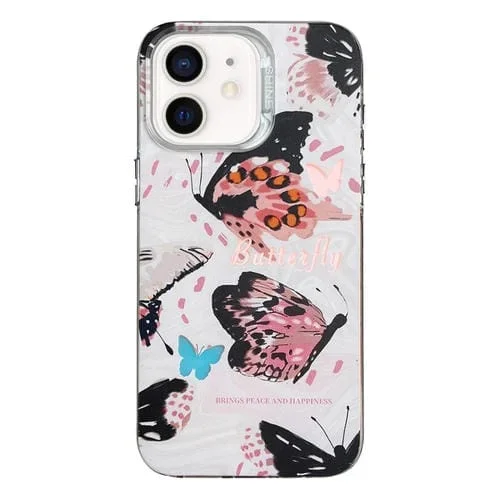 Funda para Teléfono iPhone 11 TPU + PC con Patrón Colorido (Mariposas Rosadas)